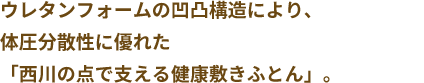 ウレタンフォームの凹凸構造により、体圧分散性に優れた「西川の点で支える健康敷きふとん」。